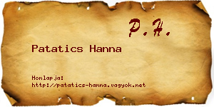 Patatics Hanna névjegykártya